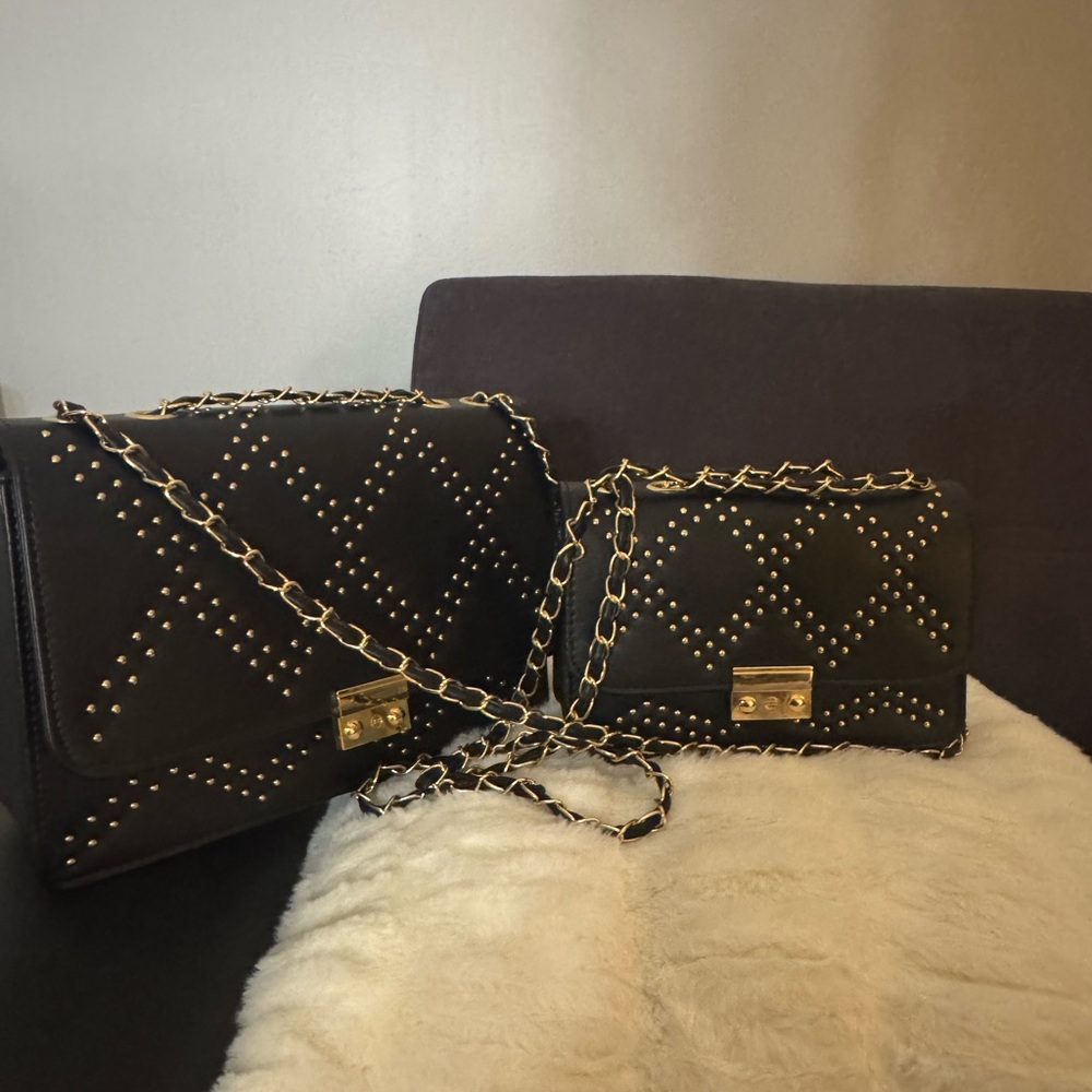 Chic Black Studded Crossbody Bag